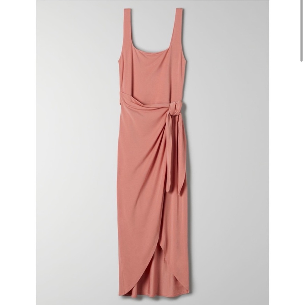 Aritzia Wilfred Saturn Wrap Sarong‎ Midi Dress Sun Faded Coral sz L - Picture 2 of 6